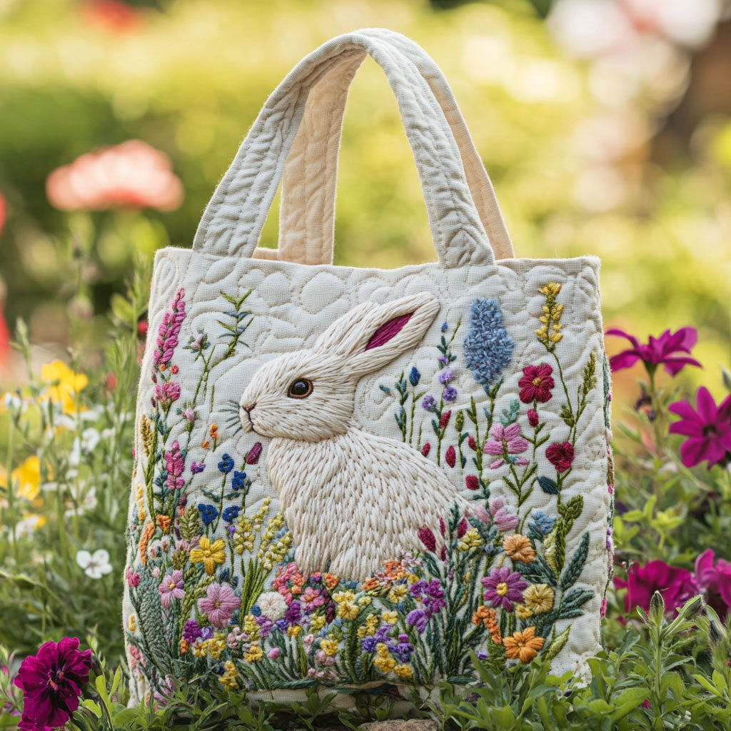 Bunny Garden Quiltet Tote Bag
