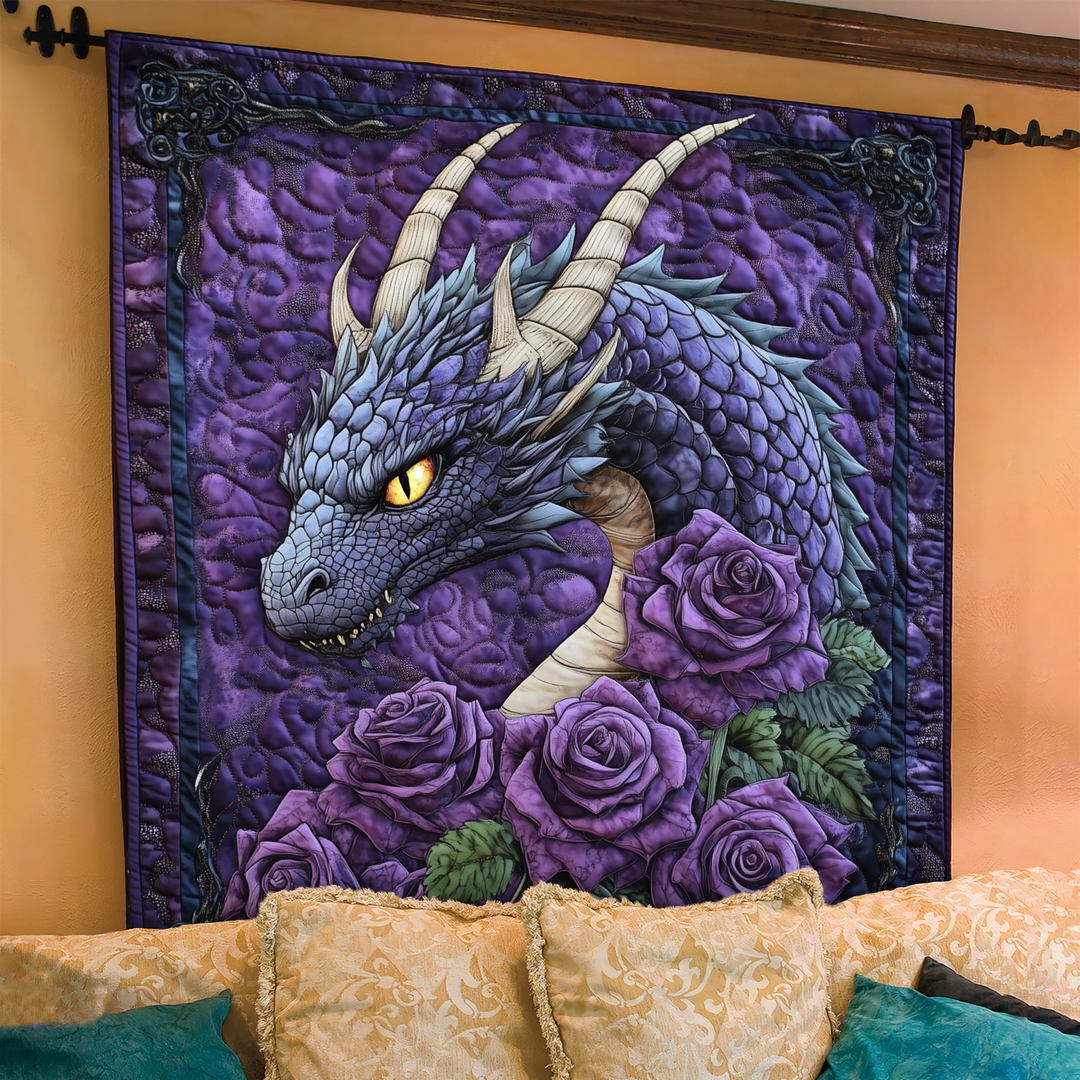 Dragon Violet Quilted Blanket