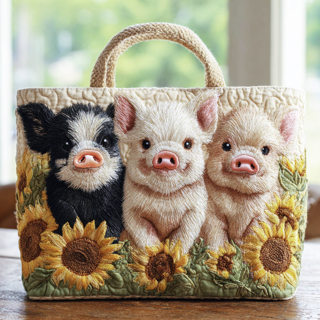 Solblomst Pig Quiltet Tote Bag