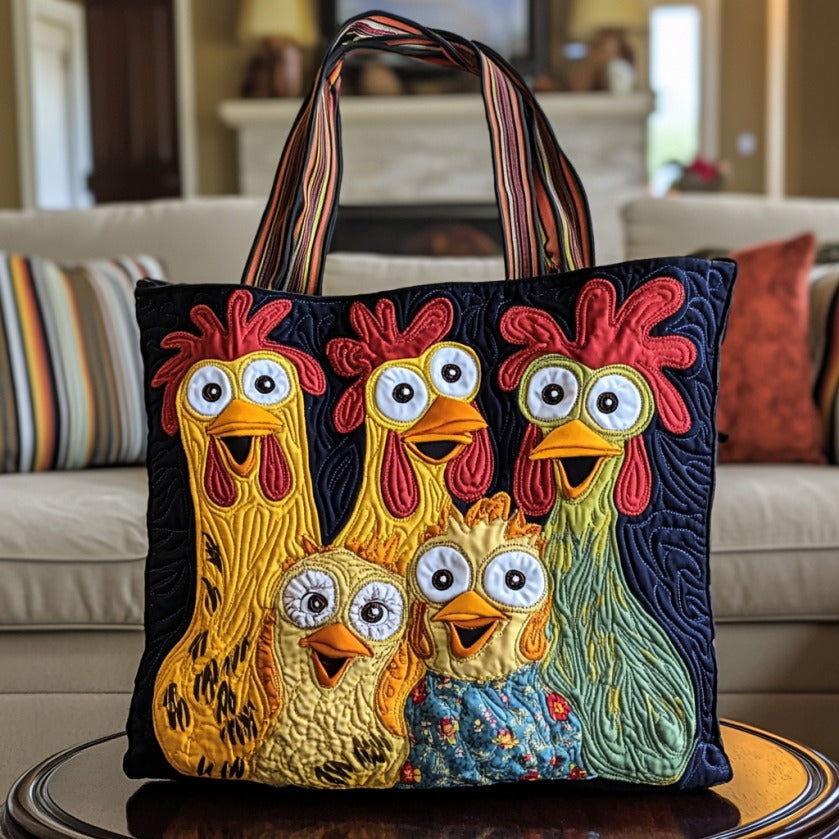 Silly Chickens Quiltet Tote Bag