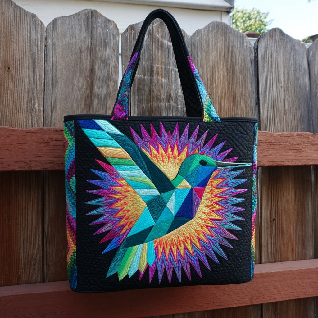 Geometrisk Kolibri Quiltet Tote Bag