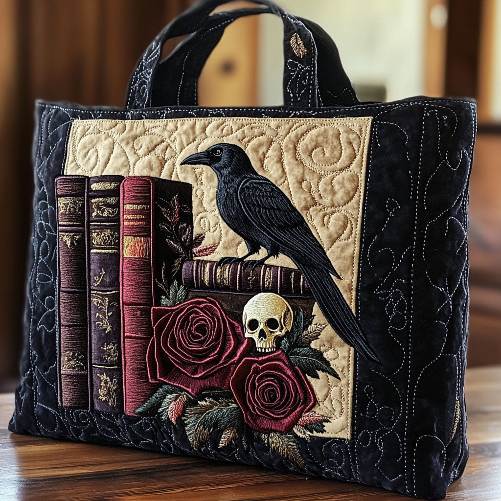 Crimson Raven Quiltet Tote Bag