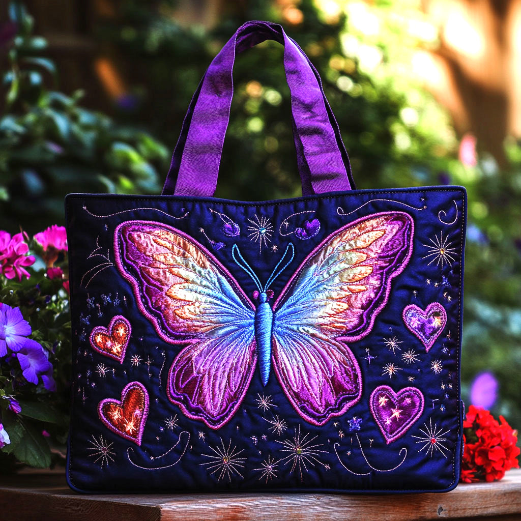 Butterfly Glow Quilted Tote Bag