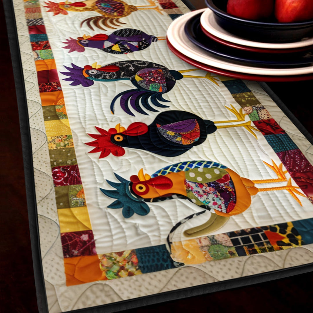 Rooster Parade Quiltet Bordløber