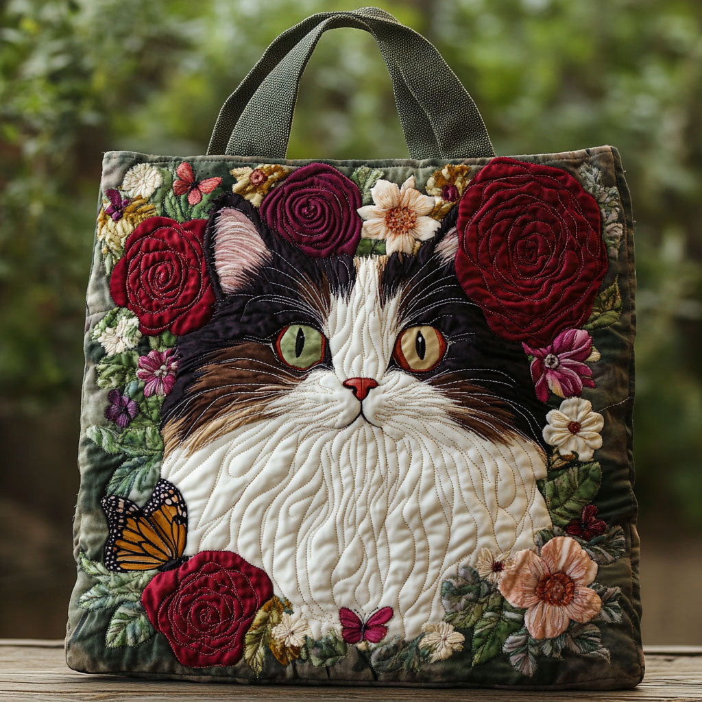 Blossom Purr Quilted Tote Bag