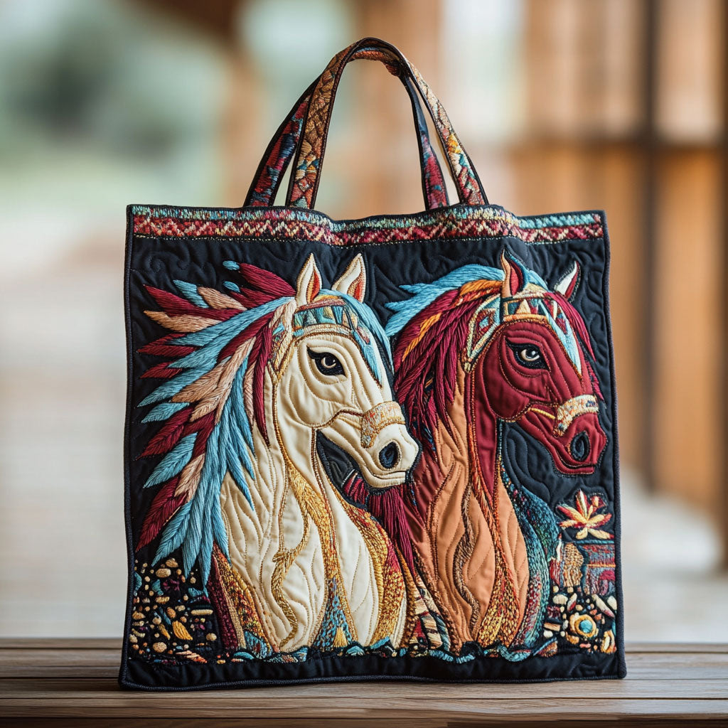 Native Horse Spirit Quilted Tote Bag