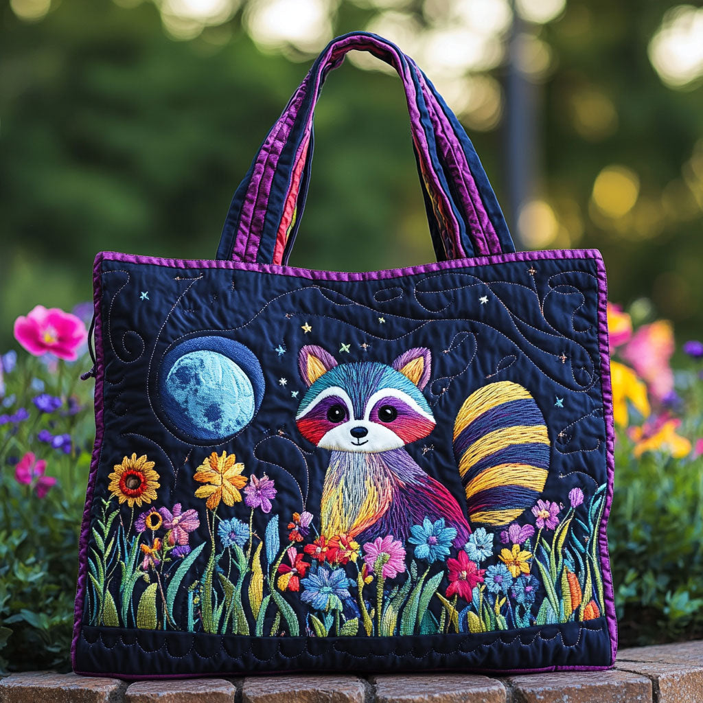 Måneskin Raccoon Quilted Tote Bag