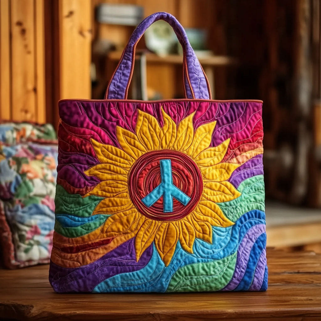 Glad Hjerte Solsikke Quilted Tote Taske