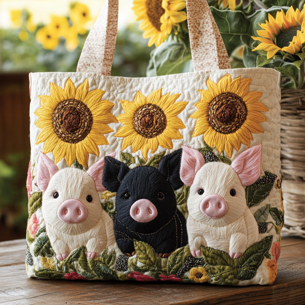 Pig Solsikke Vatteret Tote Taske