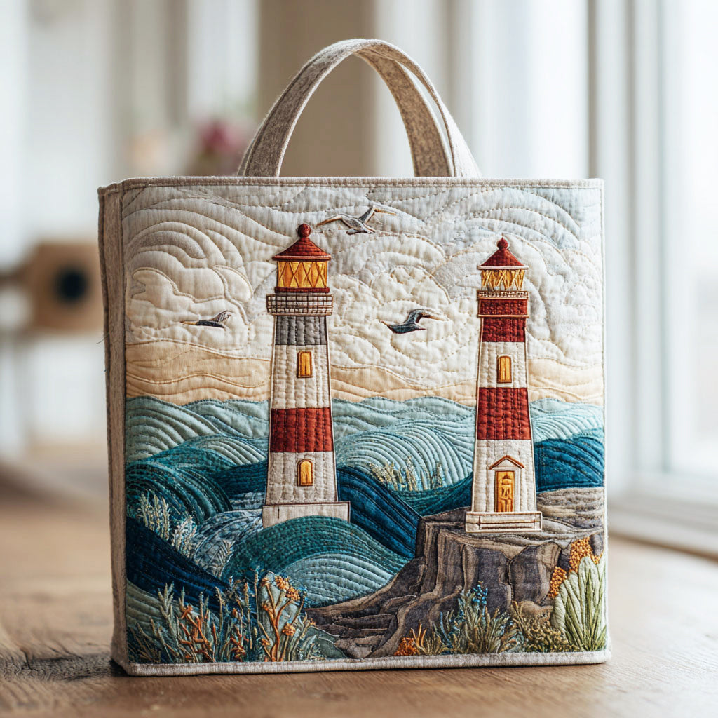 Lighthouse Harmony Quiltet Tote Bag