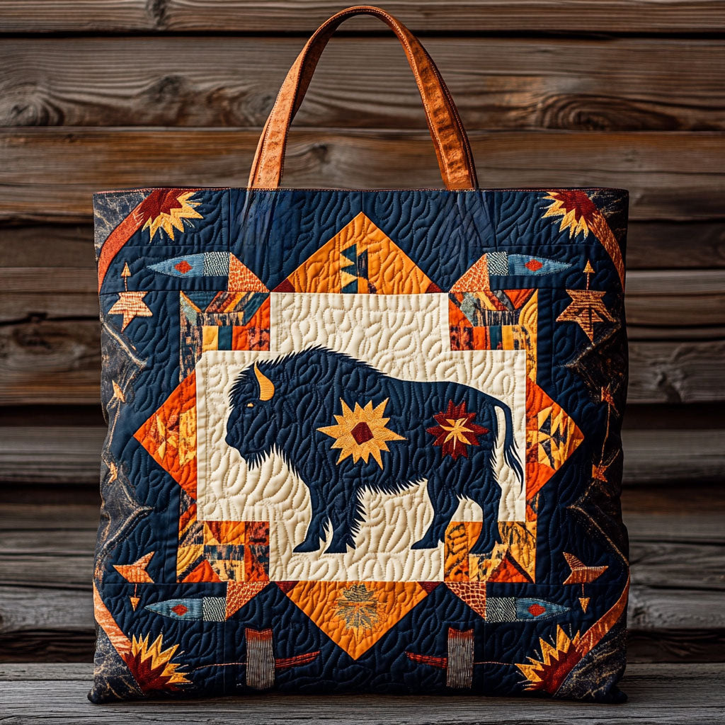 Flameveil Bison Quiltet Tote Bag