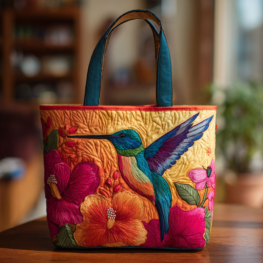 Hibiscus Kolibrie Quiltet Tote Bag