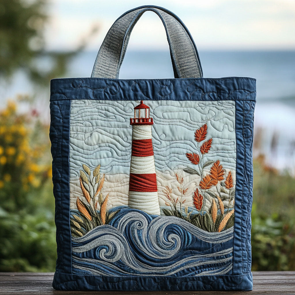 Ocean Lighthouse Quilted Tote Bag