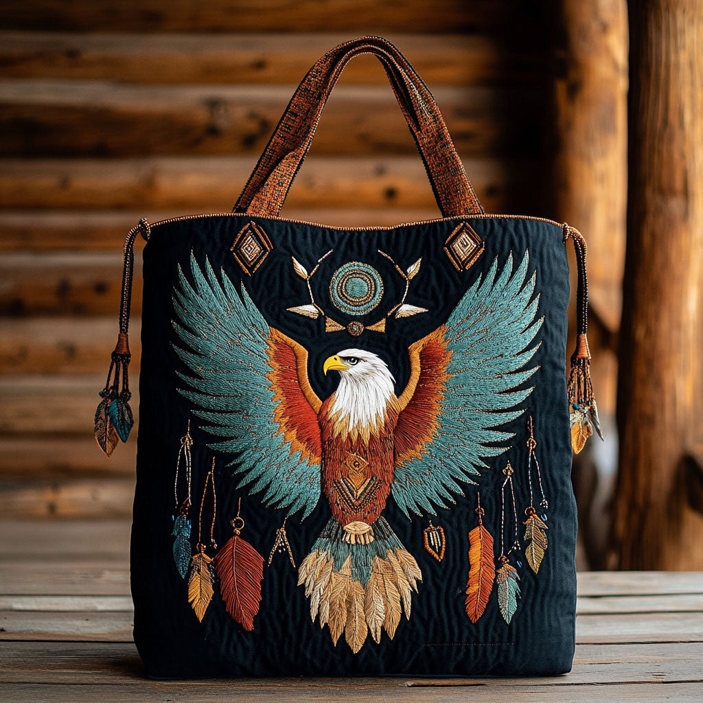 Tribal Bald Eagle Quiltet Tote Bag