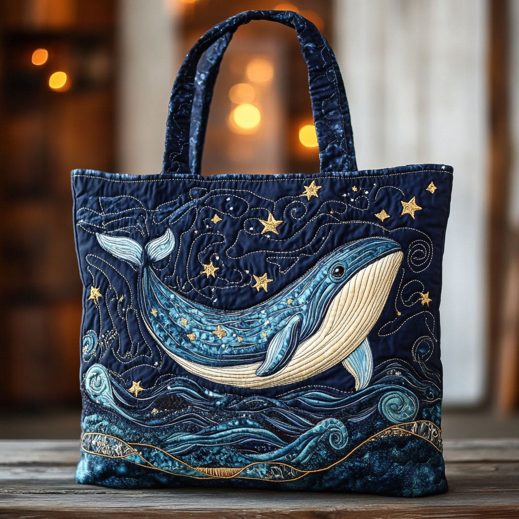 Ocean Whale Quilted Tote Bag