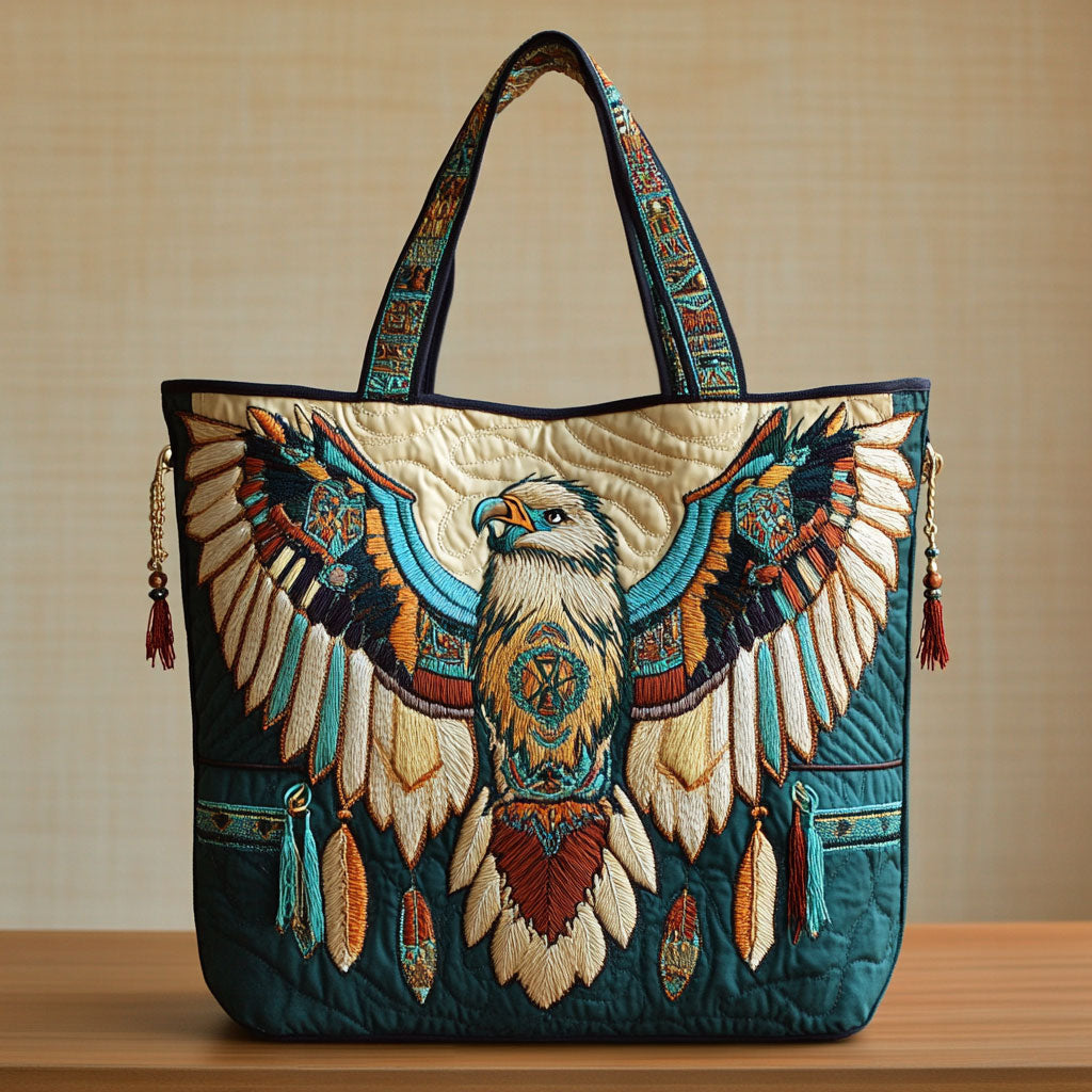 Native Eagle Quiltet Tote Bag
