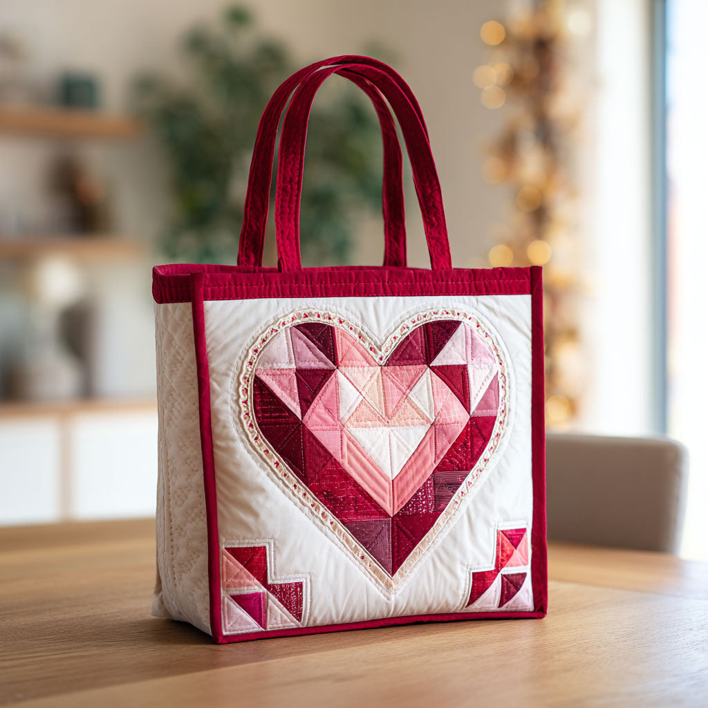 Hjerte Af Kærlighed Quiltet Tote Taske