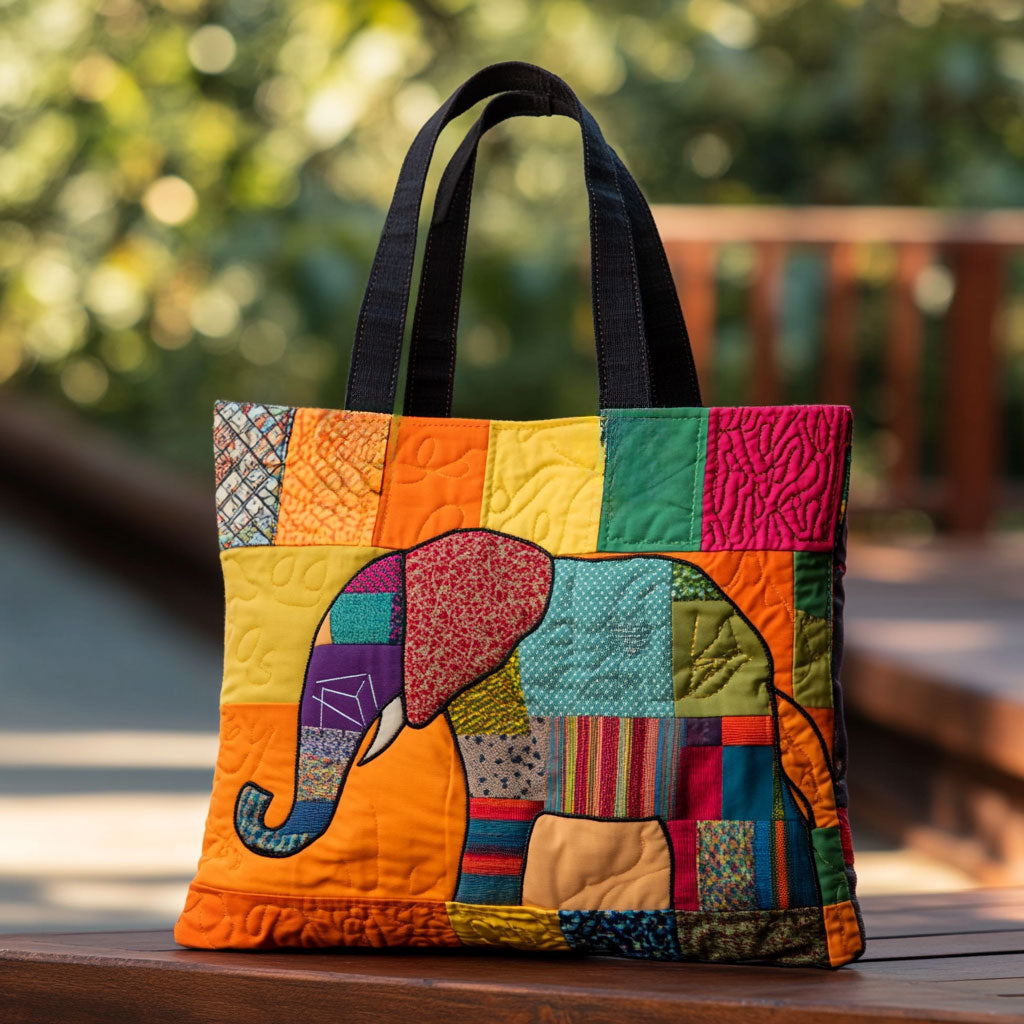 Glædeligt Elefantmønster Vatteret Tote Bag