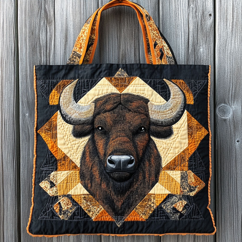 Tribal Dawn Bison Quilted Tote Bag