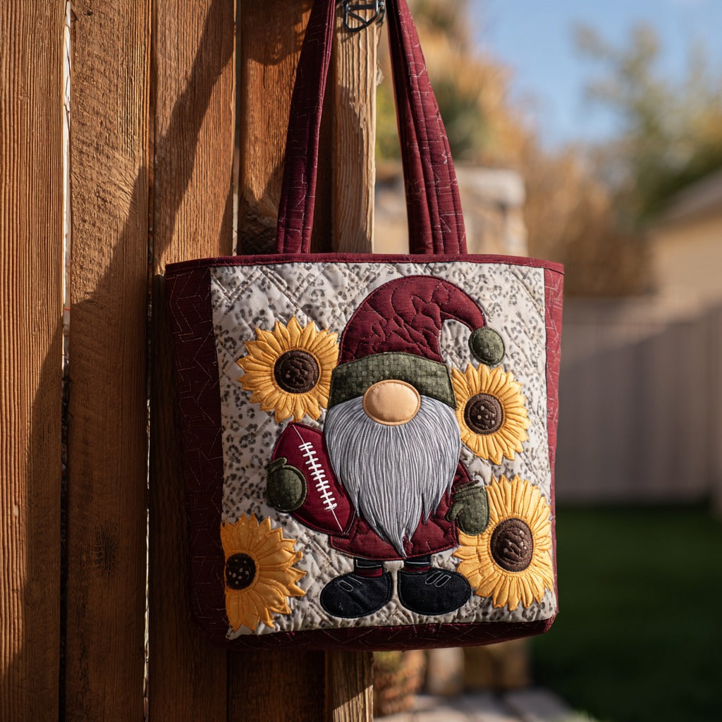 Solblomst Fodbold Quiltet Tote Bag