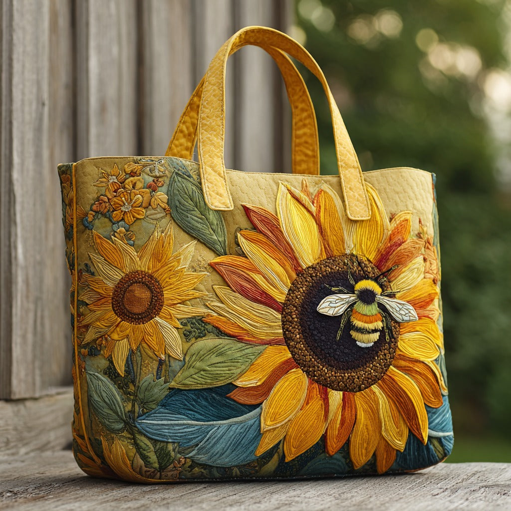 Bee Sunflower Quiltet Tote Bag