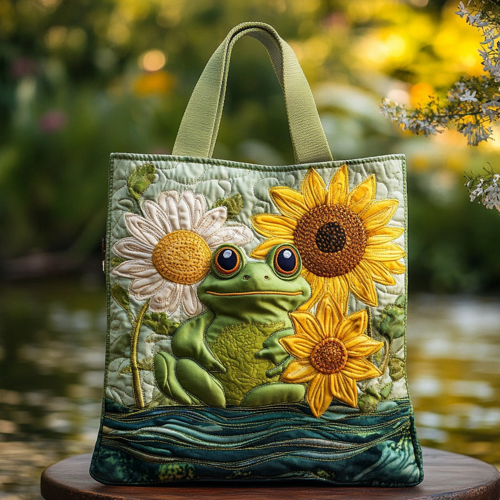 Grøn Frø Quiltet Tote Bag