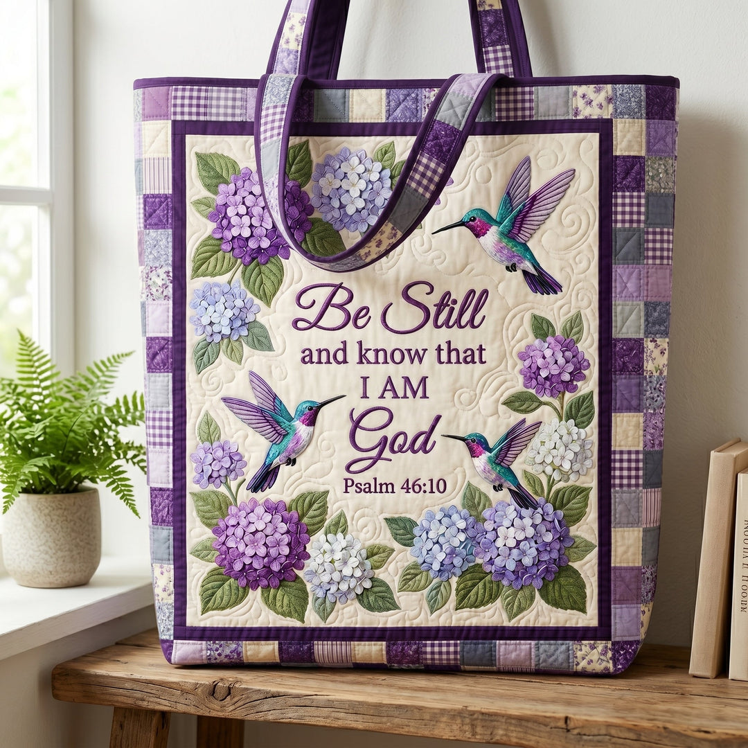 Vær Stille Hummingbird Quilted Tote Bag