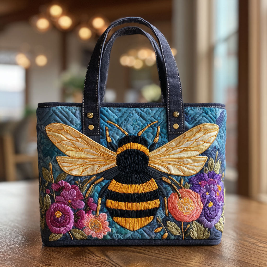 Bee Blossom Quilted Tote Bag