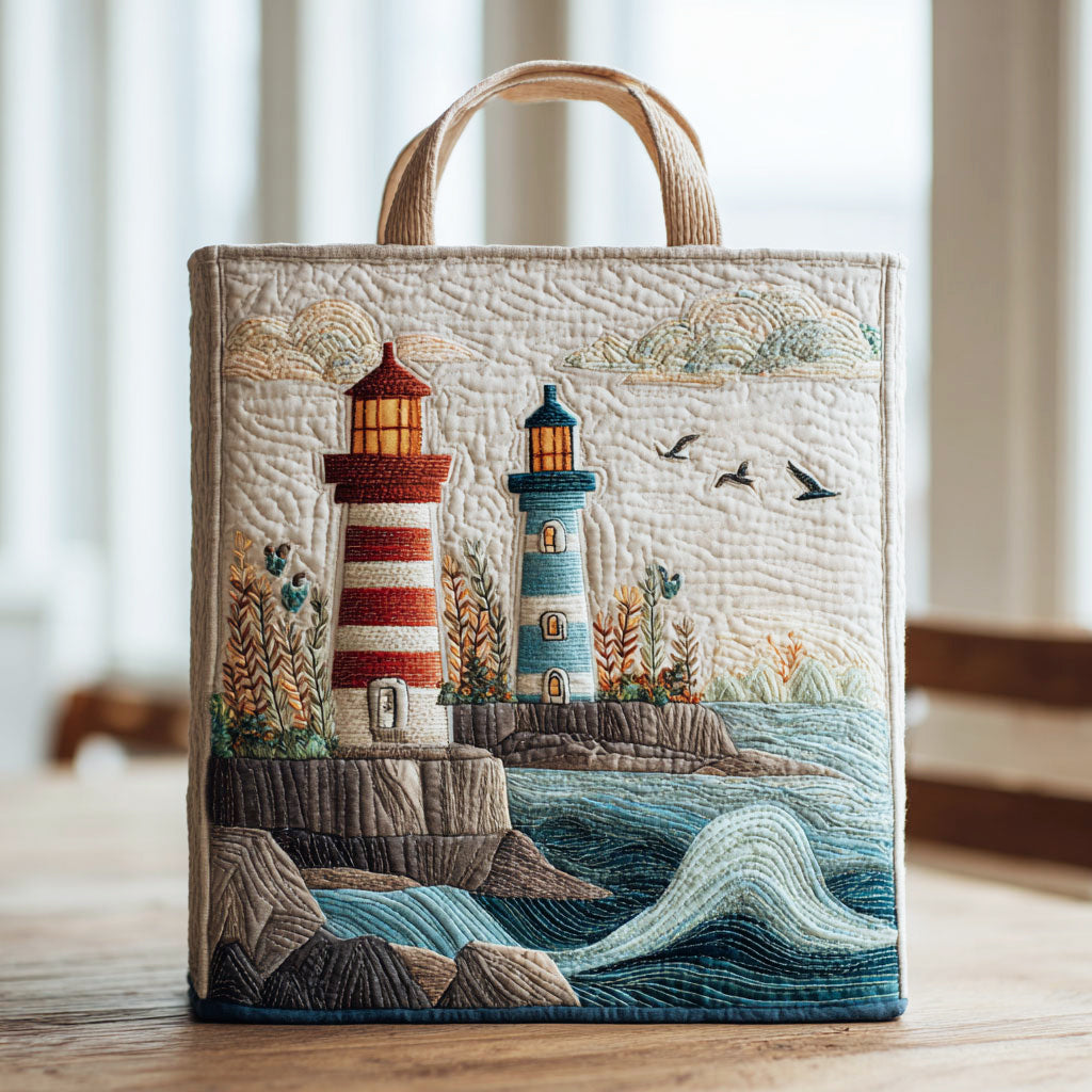 Lighthouse Glow Quiltet Tote Bag