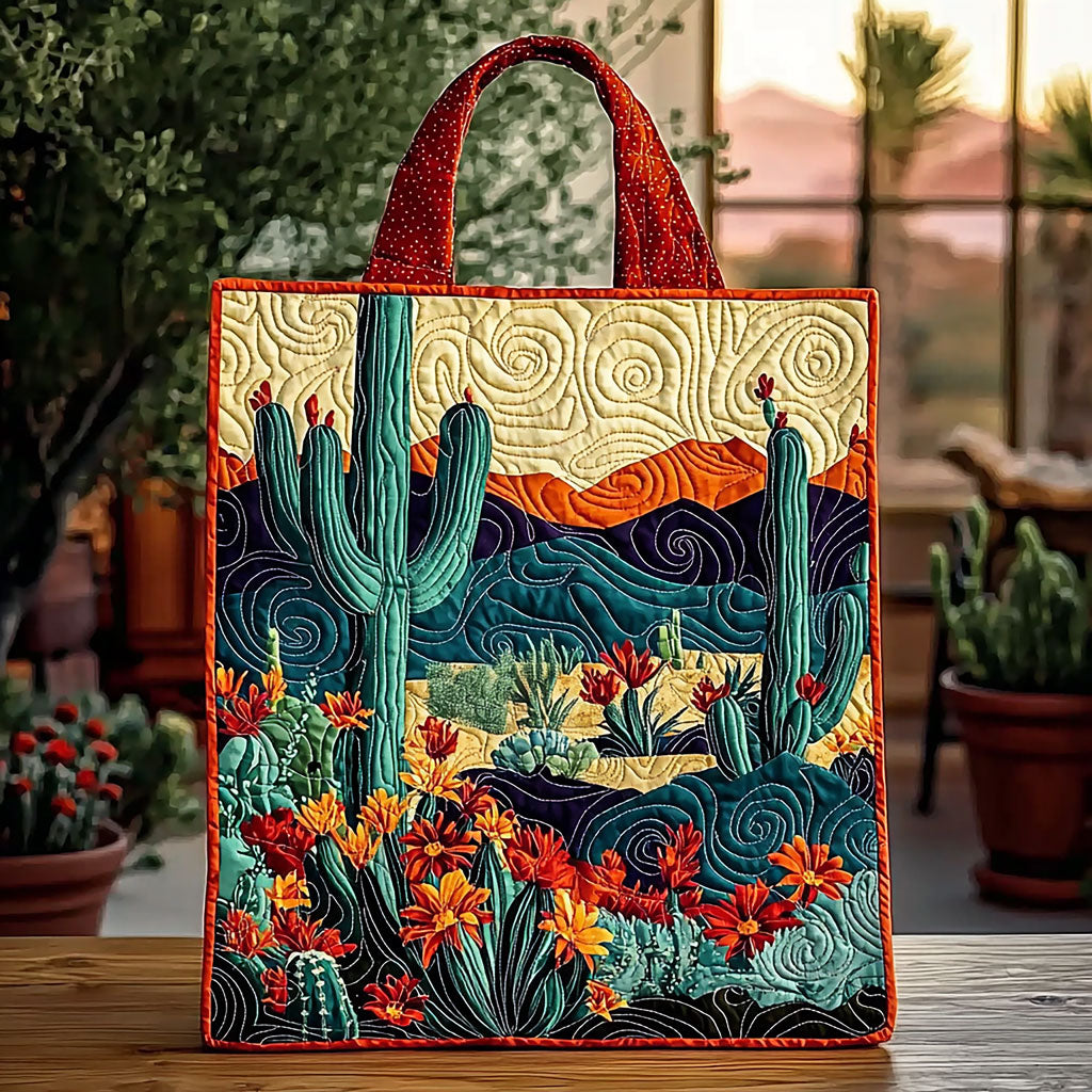 Blomstrende Ørken Quiltet Tote Bag