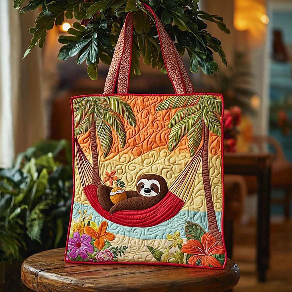 Tropisk Sommer Sloth Quiltet Tote Bag