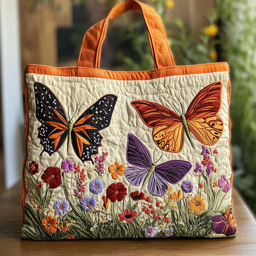 Butterfly Garden Quilted Tote Bag