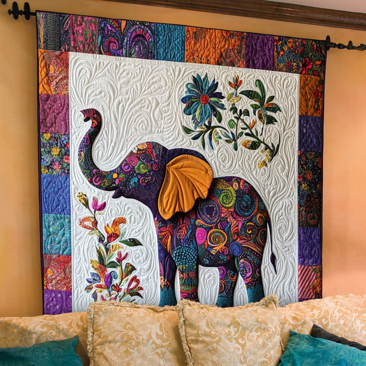 Elefant Jubilæums Quiltet Tæppe