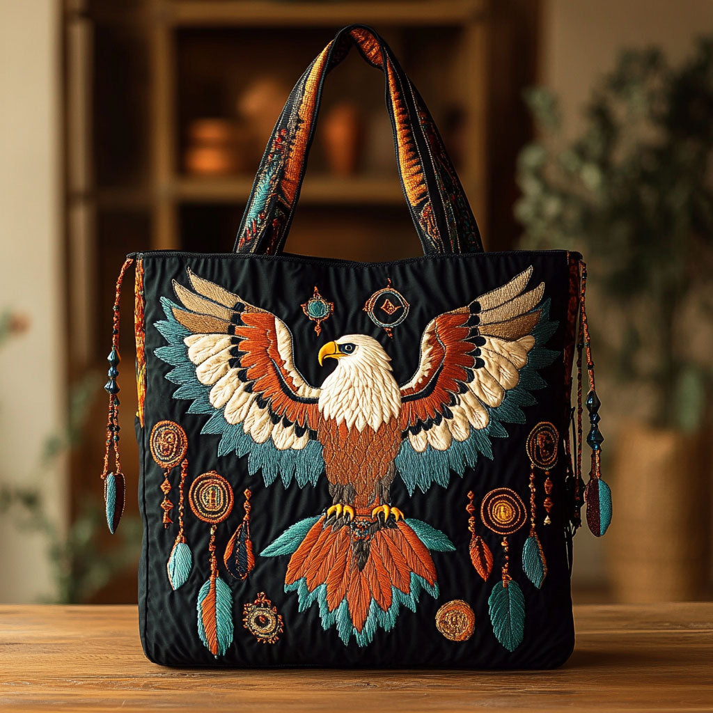 Native Bald Eagle Quiltet Tote Bag