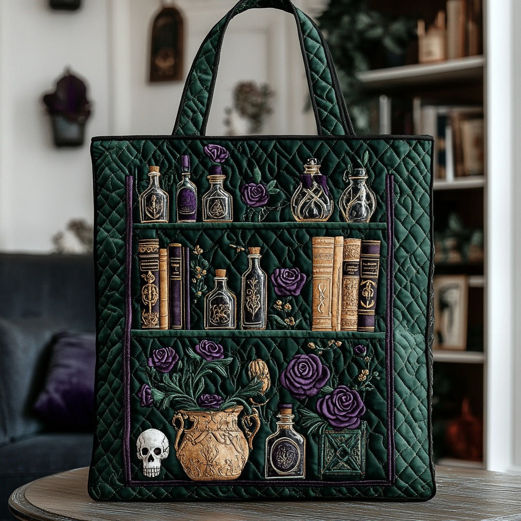 Gothic Botanisk Bogreol Quiltet Tote Bag