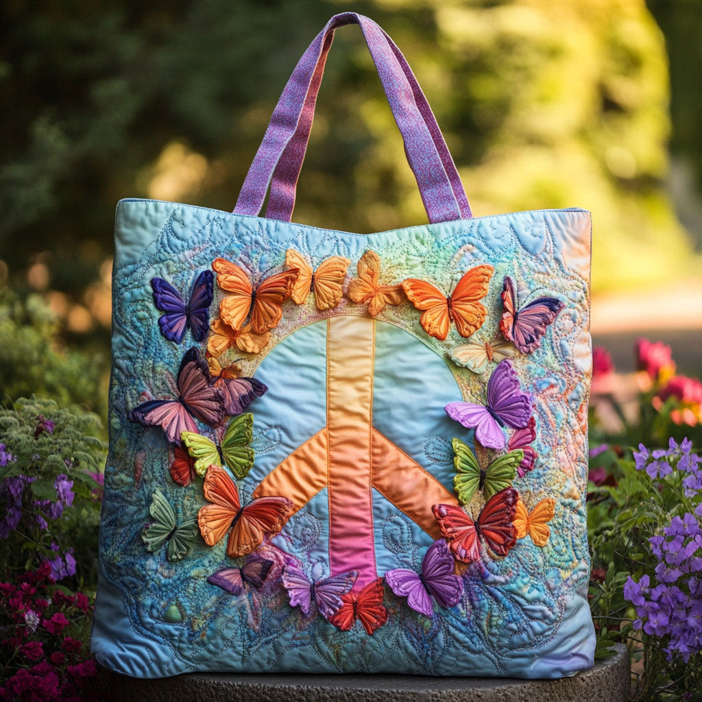 Fredfyldt Sommerfugl Quiltet Tote Bag