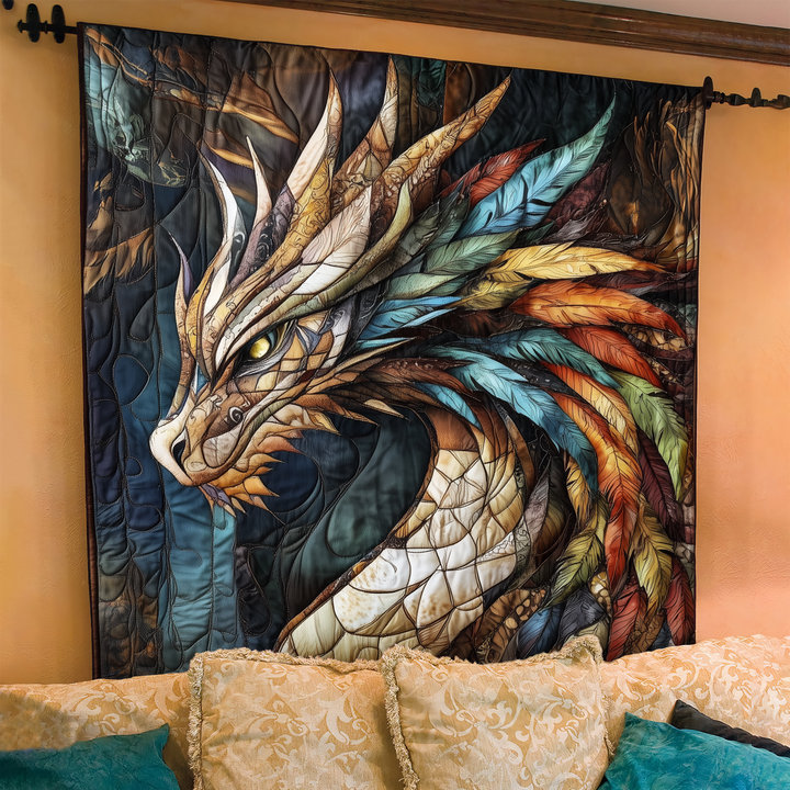 Azure Blaze Quilted Blanket