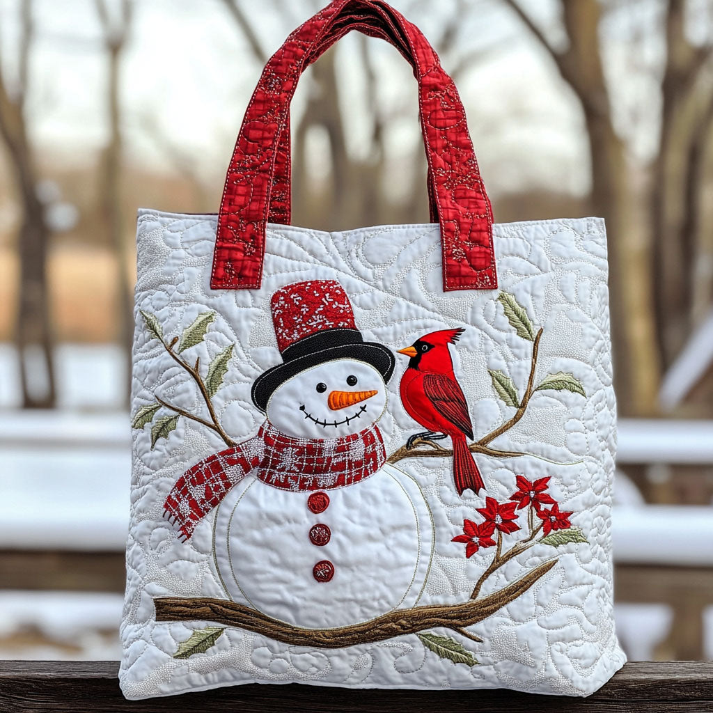 Jolly Snowman Quiltet Tote Bag