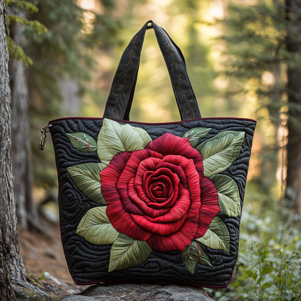 Elegant Rose Quiltet Tote Bag