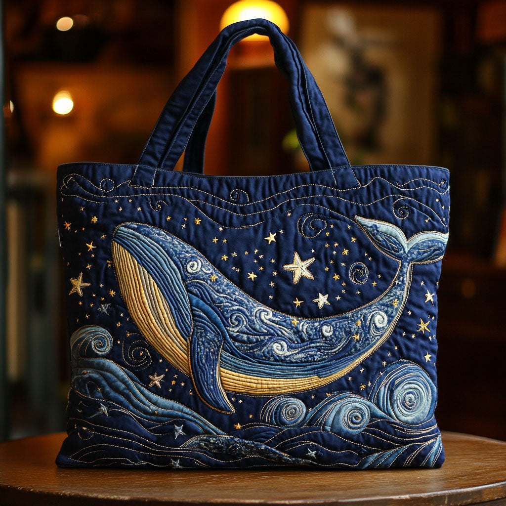Stjerneklar Nat Hval Quilted Tote Bag