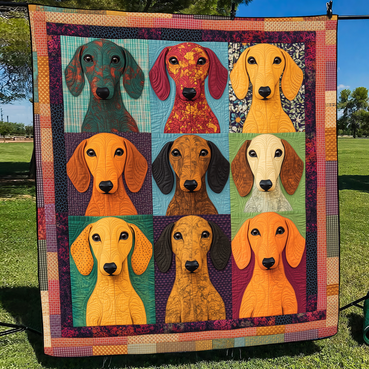 Bedårende Dachshund Quiltet Tæppe