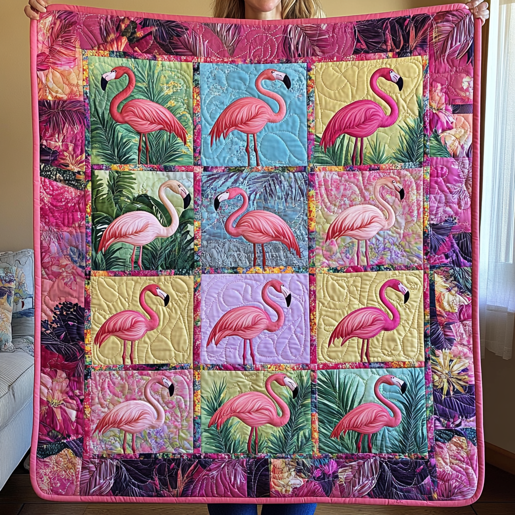 Bedårende Flamingo Quiltet Tæppe