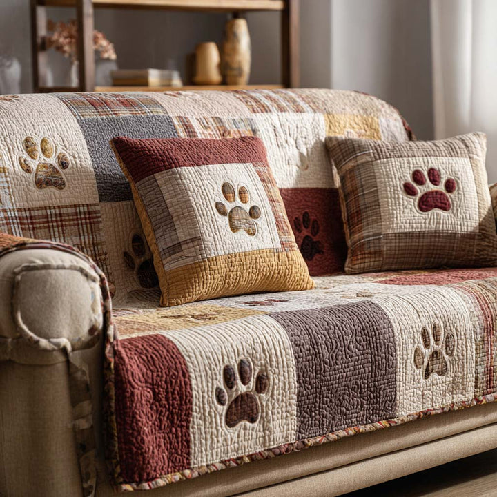 Pet Paw Quilted Sofa Cover