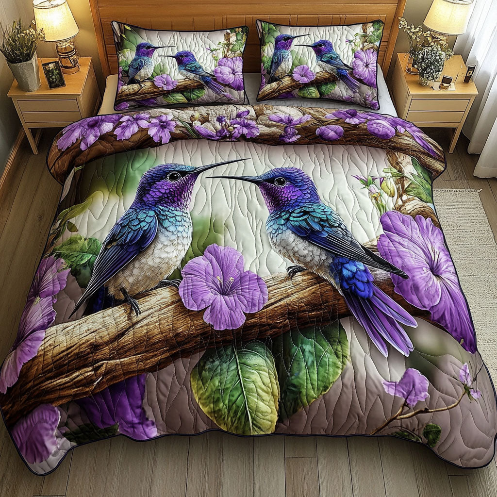 Hummingbird 3-delt quiltet sengetøjssæt