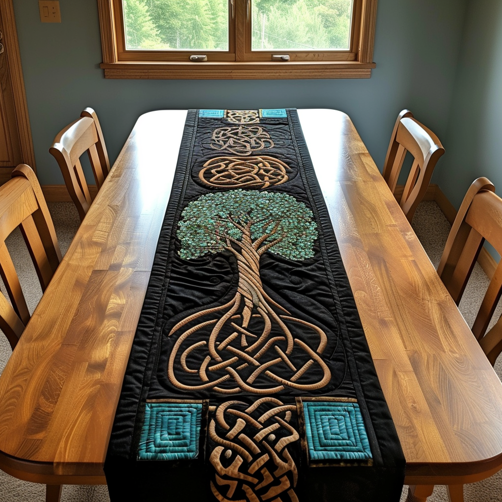 Gammel Livets Træ Quilted Bordløber