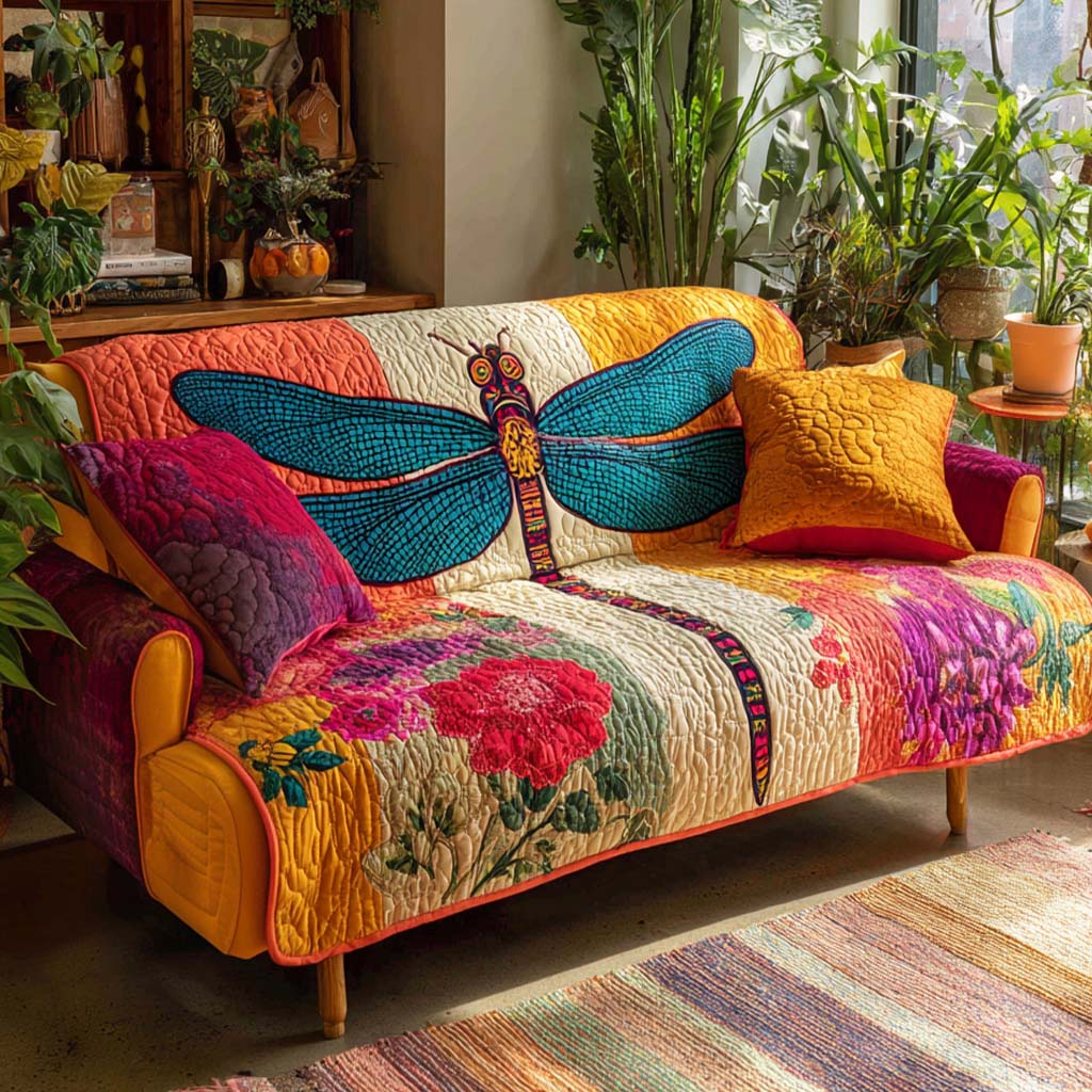 Dragonfly Quilted Sofa Cover