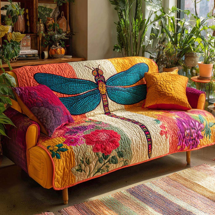 Dragonfly Quilted Sofa Cover