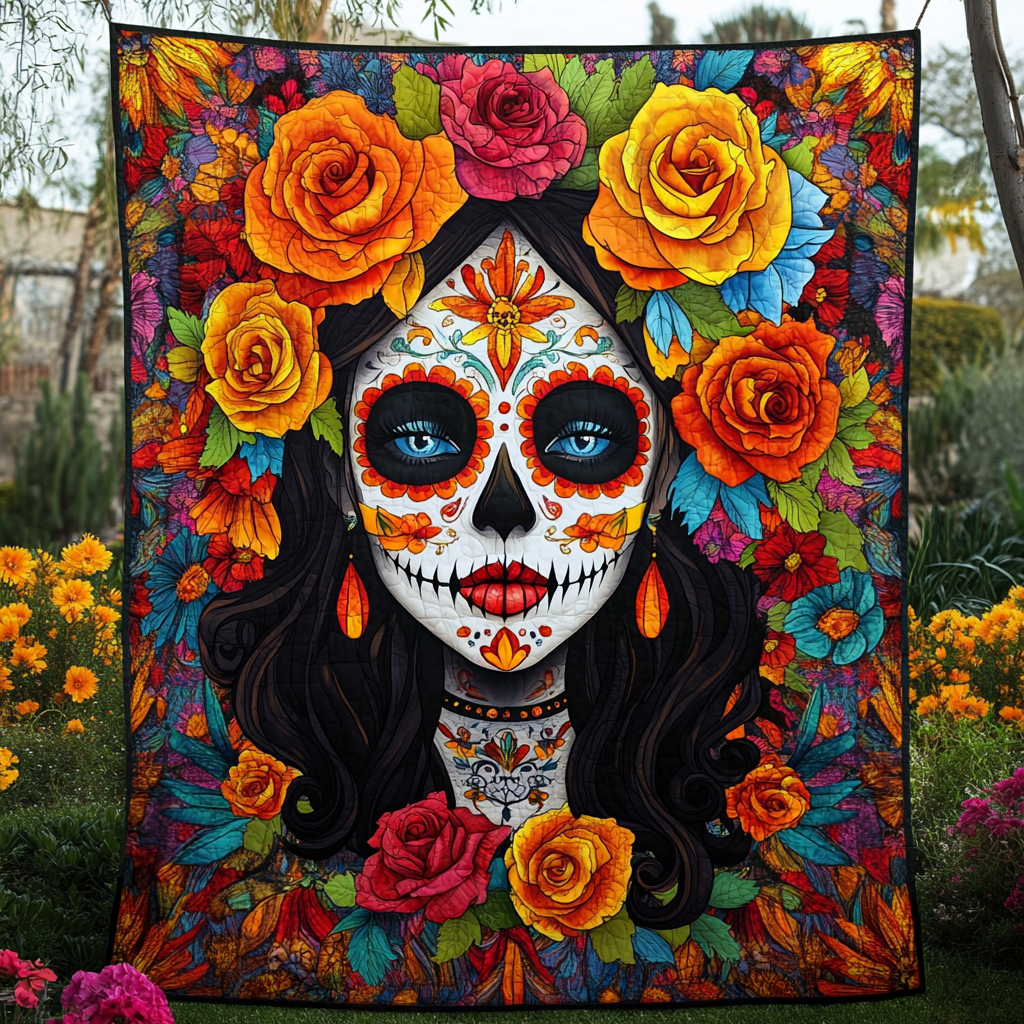 Kunstnerisk La Catrina Quiltet Tæppe