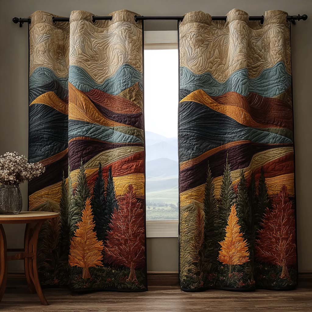 Efterårs Bjørne Fyr Quilted Gardiner
