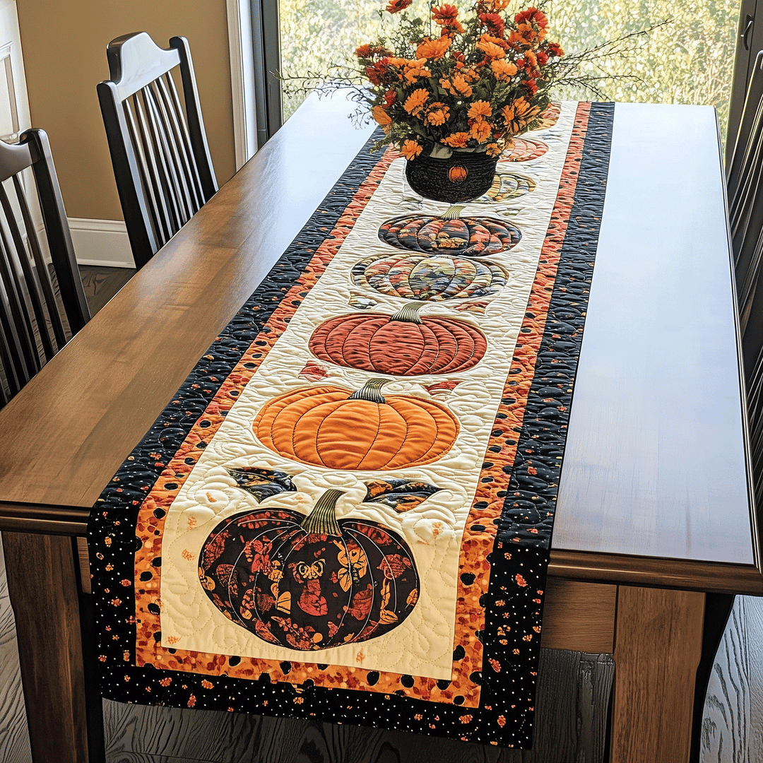 Efterårsgræskar Quilted Bordløber